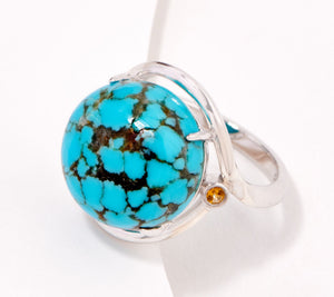 Generation Gems Sterling Silver Round turquoise Cabochon Ring, Size 5