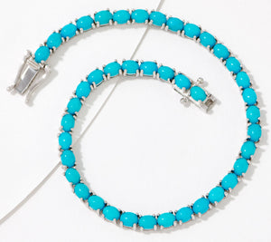 Affinity Gems Sterling Silver Oval Cut Turquoise Tennis Bracelet, 7-1/4"