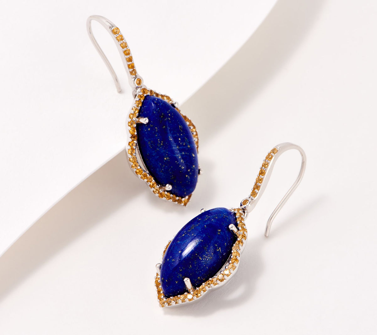 Affinity Lapis Marquise Cut French Wire Earrings, Sterling Silver