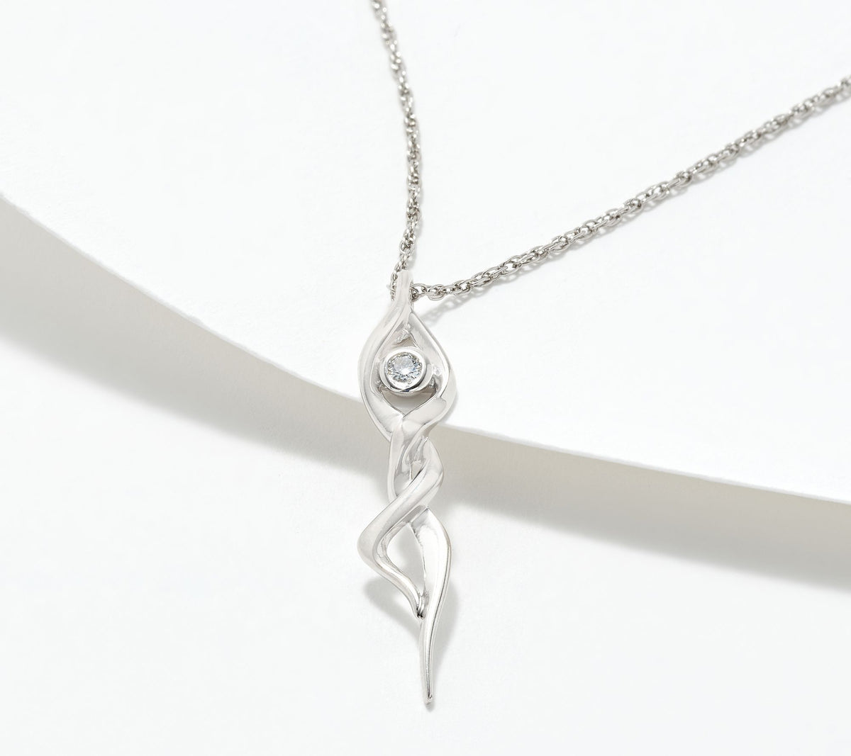 Affinity Sterling Silver Diamond Tree Yoga Pose Necklace
