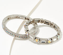 Kirks Folly Aurora Borealis Average Size Stretch Bracelets, Silvertone