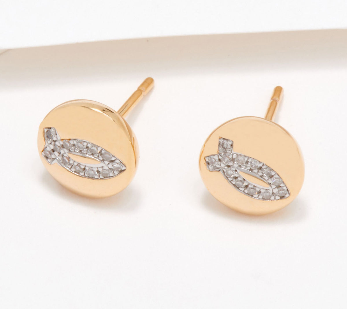 Affinity Sterling Silver Roseclad Diamond Fish Motif Studs