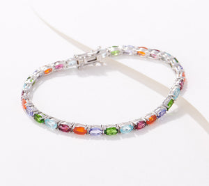 Generation Gems Oval-Cut Multi Exotic Gemstone Tennis Bracelet, 7-1/4"
