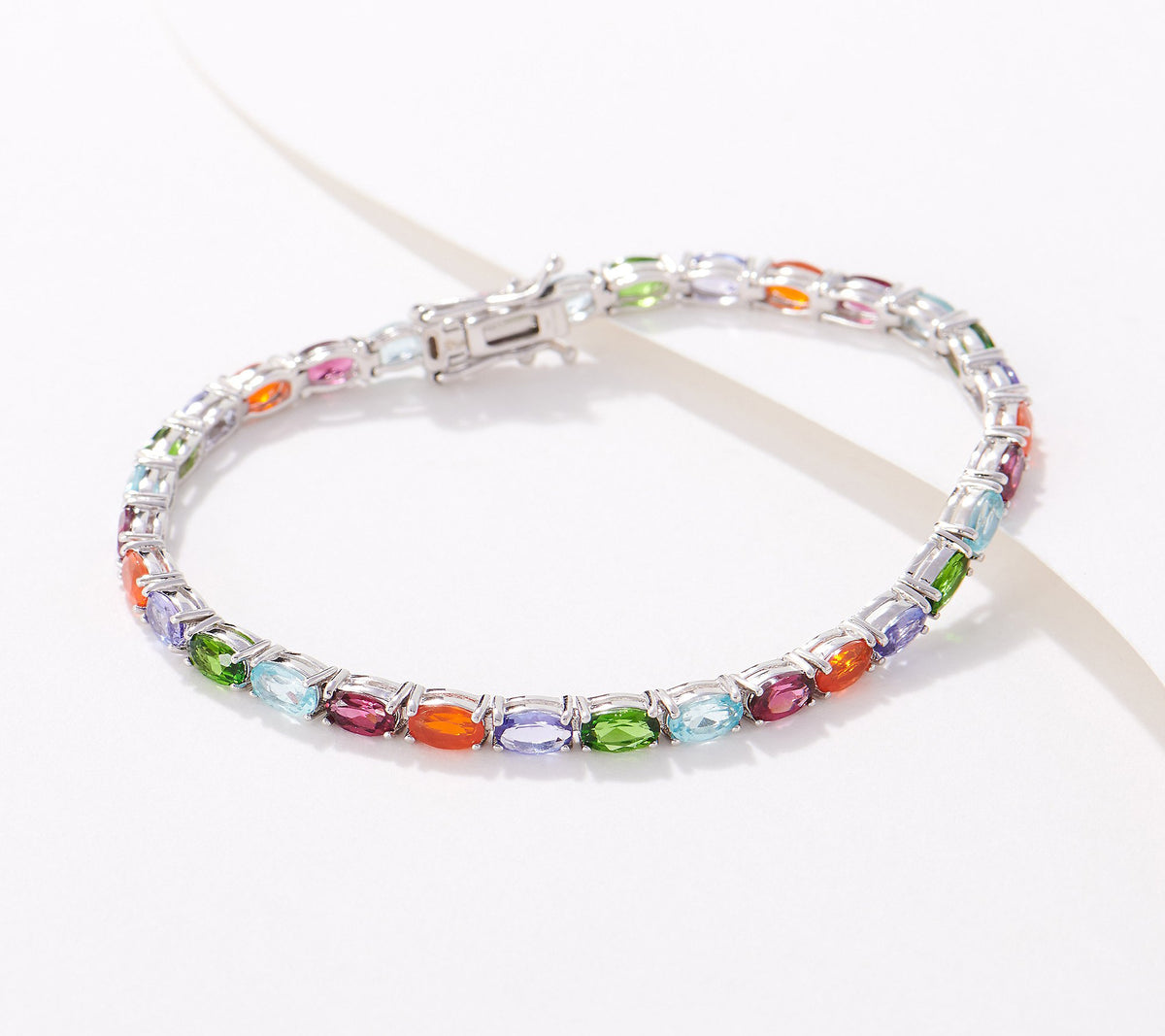 Generation Gems Oval-Cut Multi Exotic Gemstone Tennis Bracelet, 7-1/4"