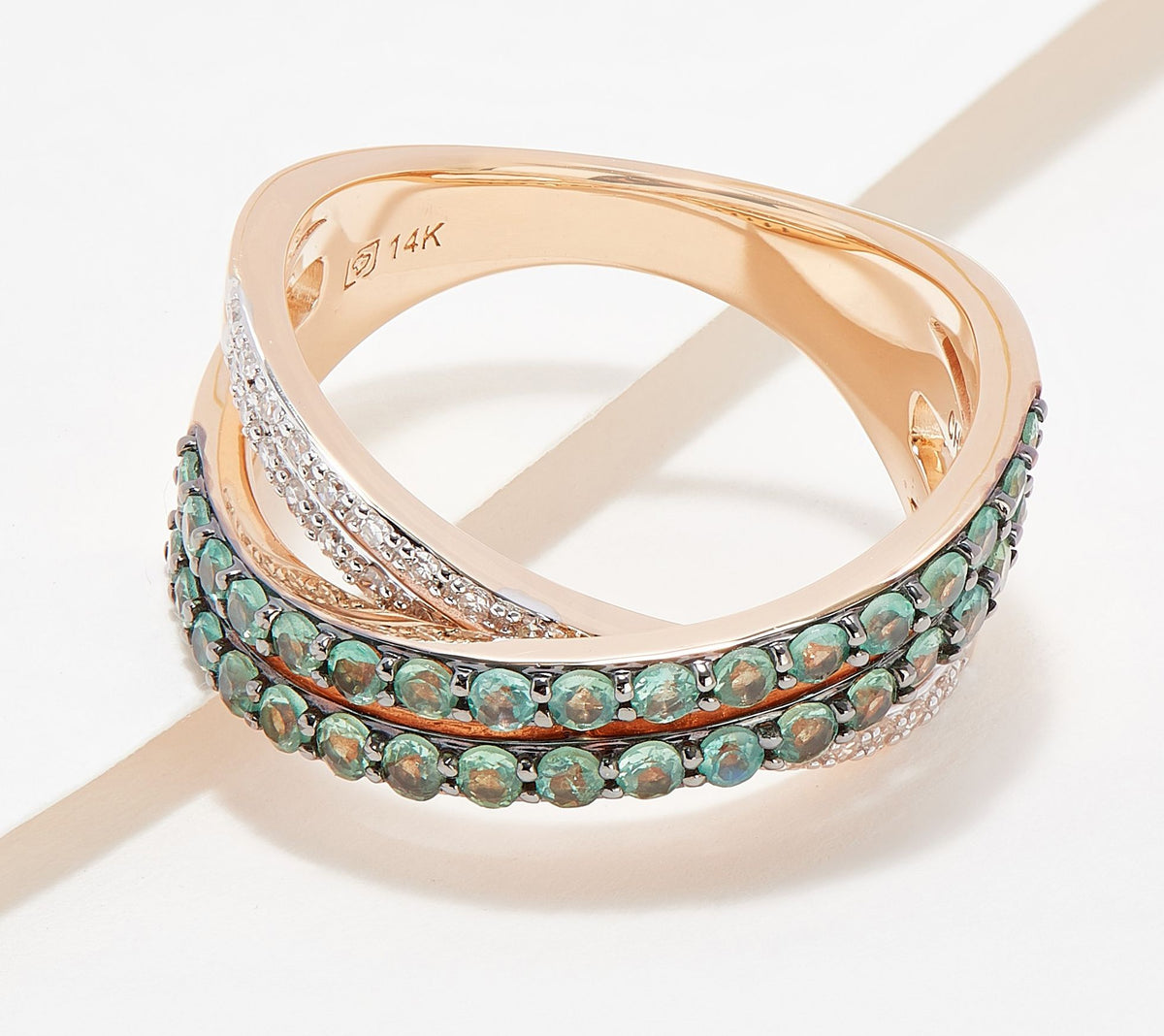 Vault 14K Yellow Gold Alexandrite & Diamond Crossover Band Ring, Size 7