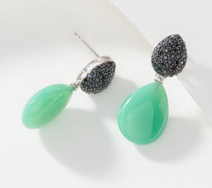 Affinity Gems Sterling Silver Pear Shaped Chalcedony Drop Earrings, 1-1/8"