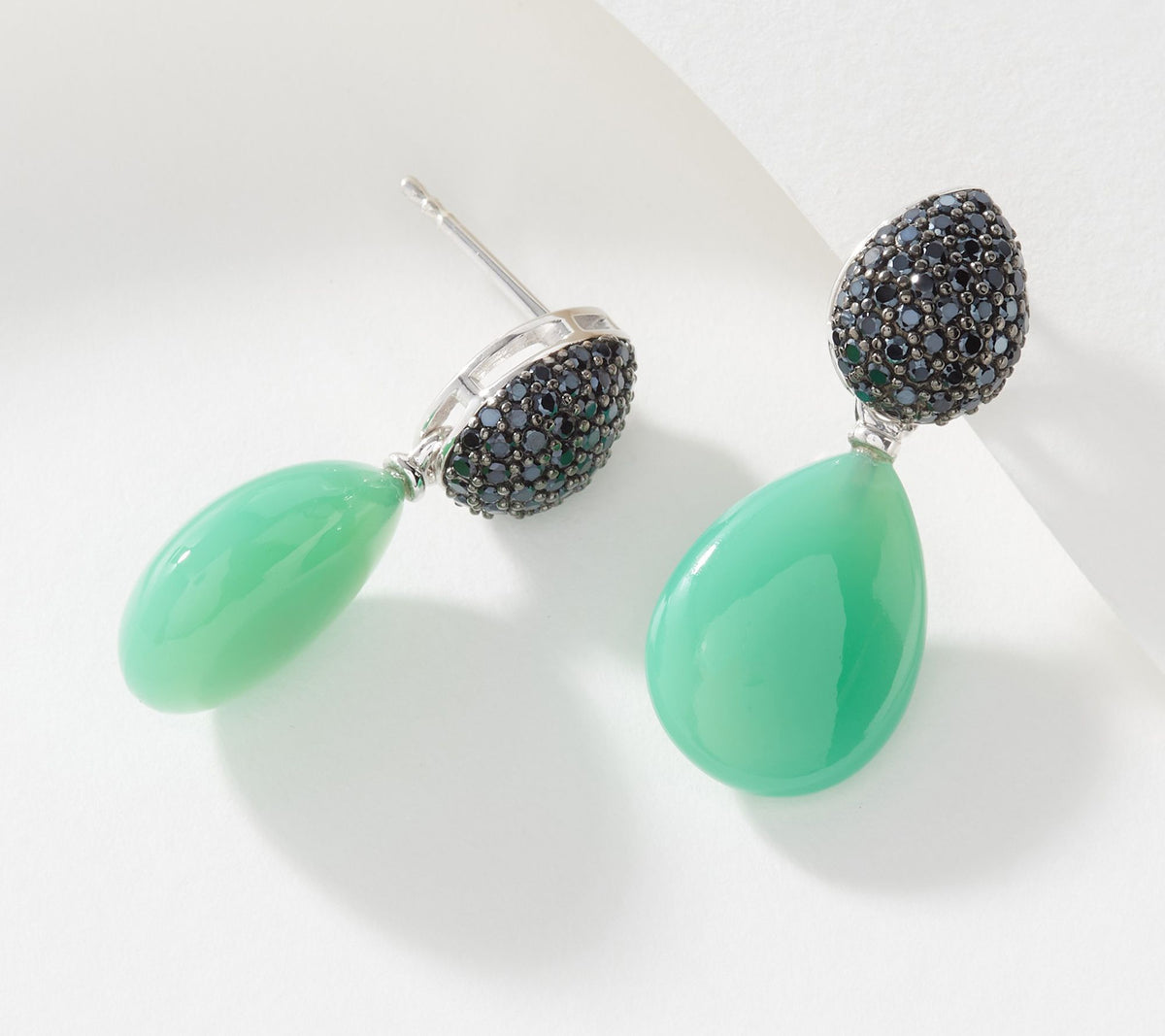 Affinity Gems Sterling Silver Pear Shaped Chalcedony Drop Earrings, 1-1/8"