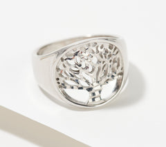 Italian Silver Sterling Tree of Life Graduated Band Ring, Size 10