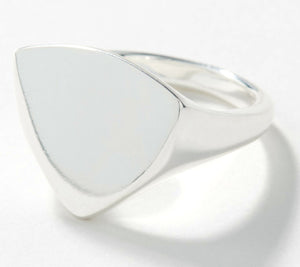 UltraFine 950 Fine Silver Polished Trillion Signet Ring Size 5