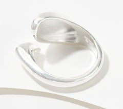 UltraFine Silver Polished Double Signet Bypass Ring, Size 8