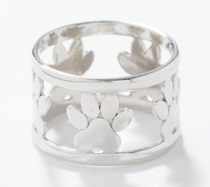 Silver Style Sterling Silver "Paw" Motif Ring, Size 8