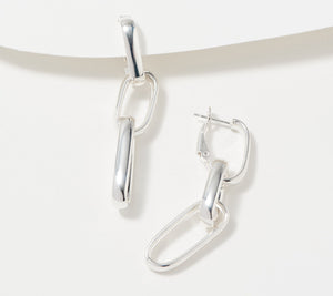 UltraFine Silver Polished Convertible Paperclip Earrings
