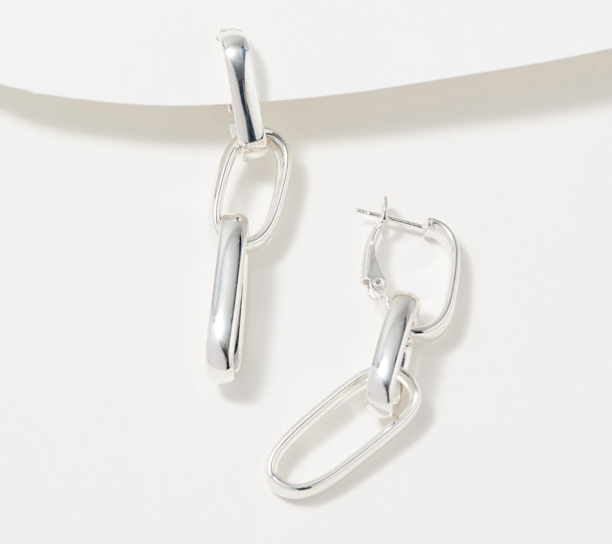 UltraFine Silver Polished Convertible Paperclip Earrings