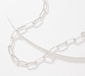 UltraFine Silver Polished Paperclip Chain Necklace 20"