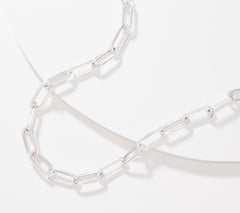UltraFine Silver Polished Paperclip Chain Necklace 20"
