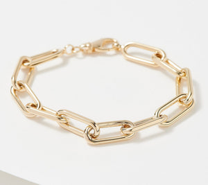 14K Gold Clad Sterling Silver Paperclip Chain Bracelet, By Silver Style, Small