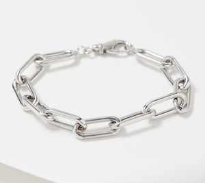 Sterling Silver Paperclip Chain Bracelet, By Silver Style, Small