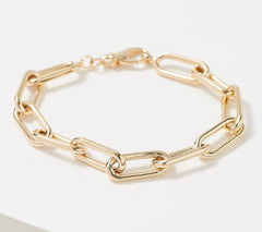 14K Gold Clad Sterling Silver Paperclip Chain Bracelet, By Silver Style, Small