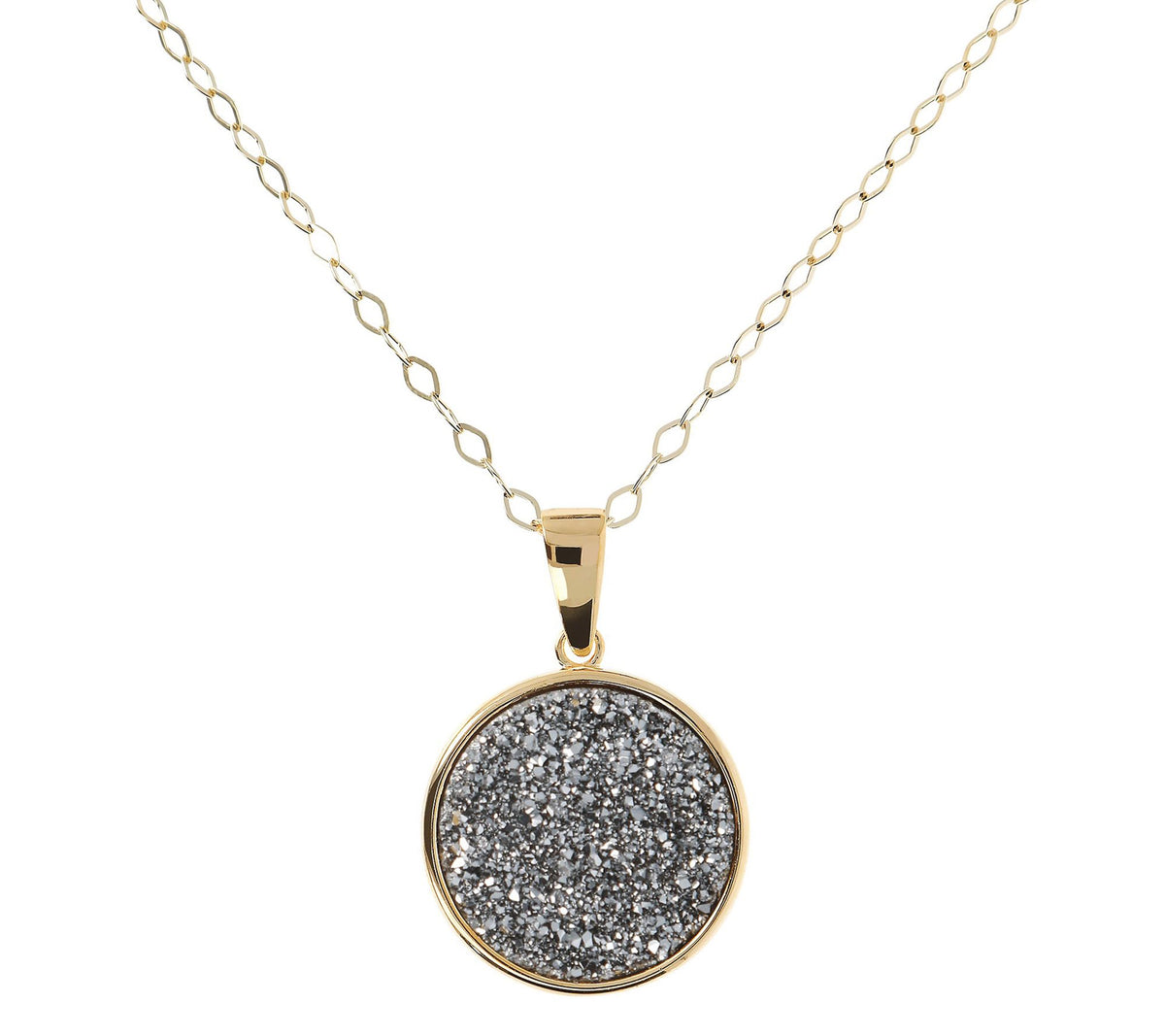 Veronese Sterling Silver Goldclad  Drusy Pendant w/ Chain, 18"