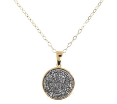 Veronese Sterling Silver Goldclad  Drusy Pendant w/ Chain, 18"