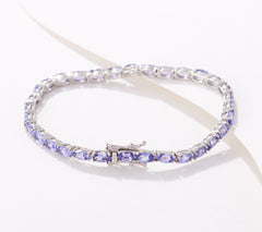 Generation Gems Sterling Silver Oval-Cut Tanzanite Tennis Bracelet – 7-1/4"
