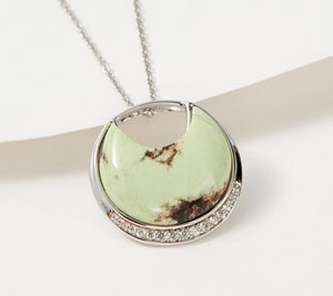 Generations Gems Carved chrysoprase Gemstone Necklace, Sterling Silver