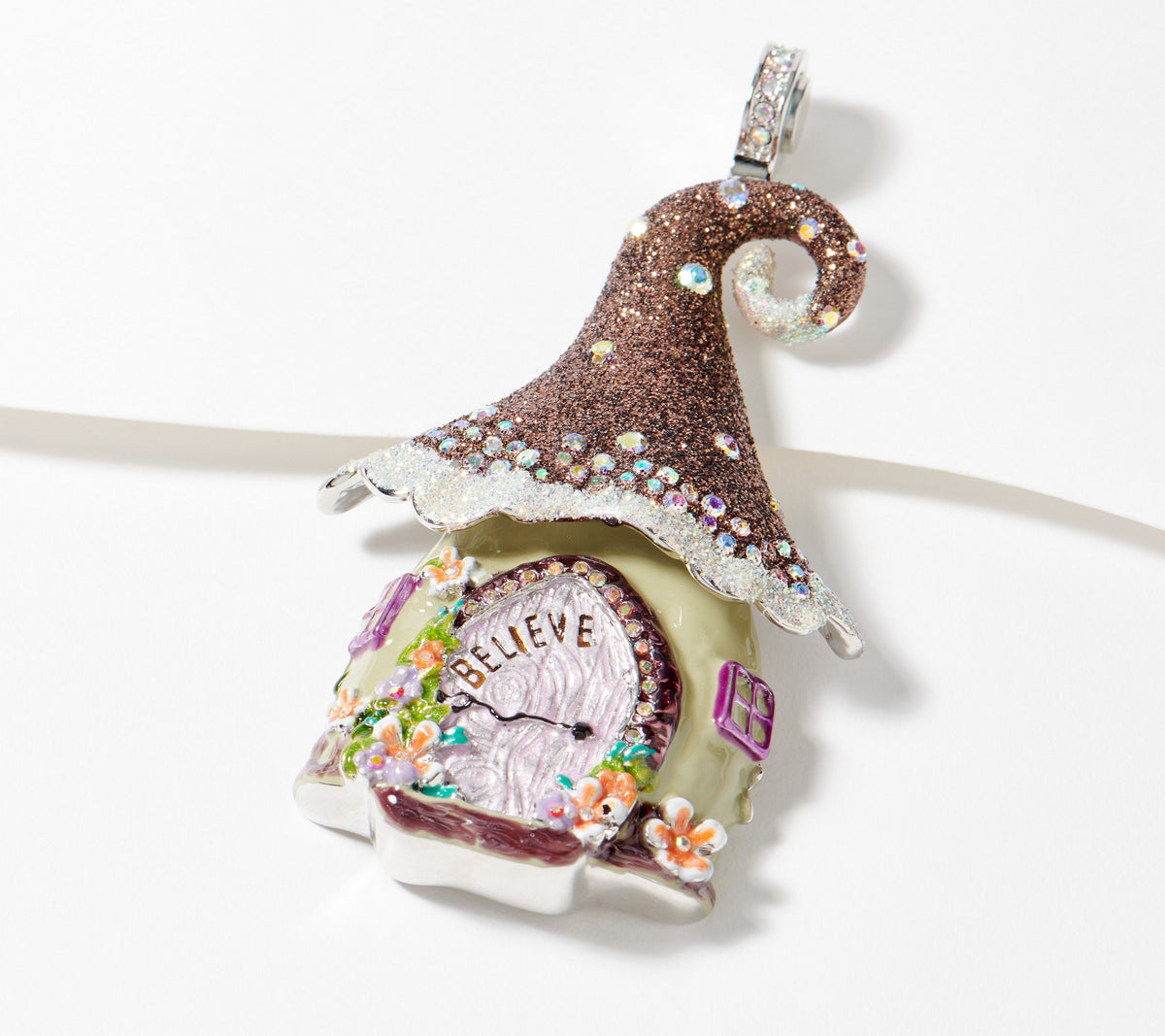 Kirks Folly Silvertone Enchanted Autumn Fairy House Magnetic Enhancer, 3-3/8"
