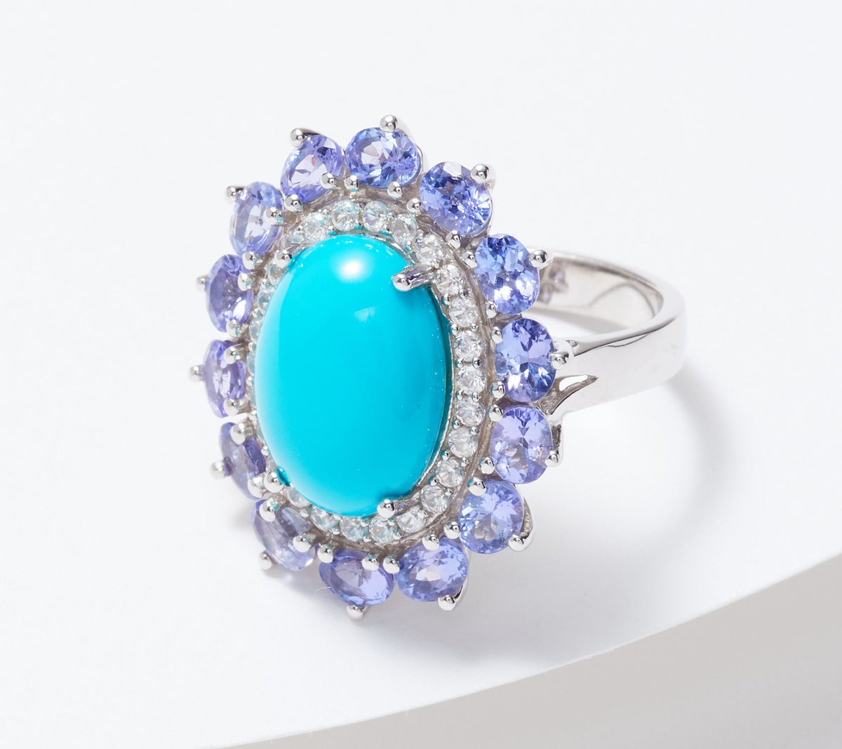 Affinity Gems Sterling Silver Sleeping Beauty Turquoise & Tanzanite Stone Ring, Size 9
