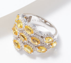Affinity Sterling Silver Yellow Sapphire Waves Ring 3.13ct, Size 6