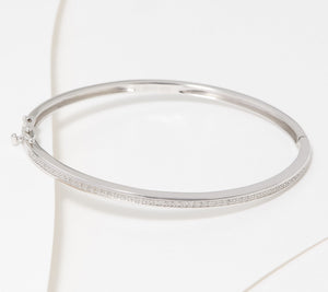 Accents by Affinity Diamond Sterling Silver Hinged Bangle 6-3/4"