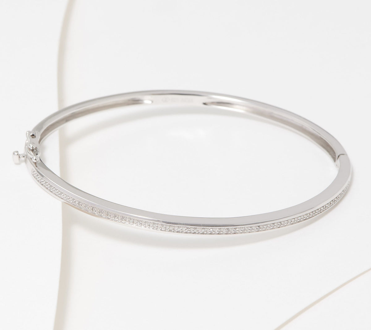 Accents by Affinity Diamond Sterling Silver Hinged Bangle 6-3/4"