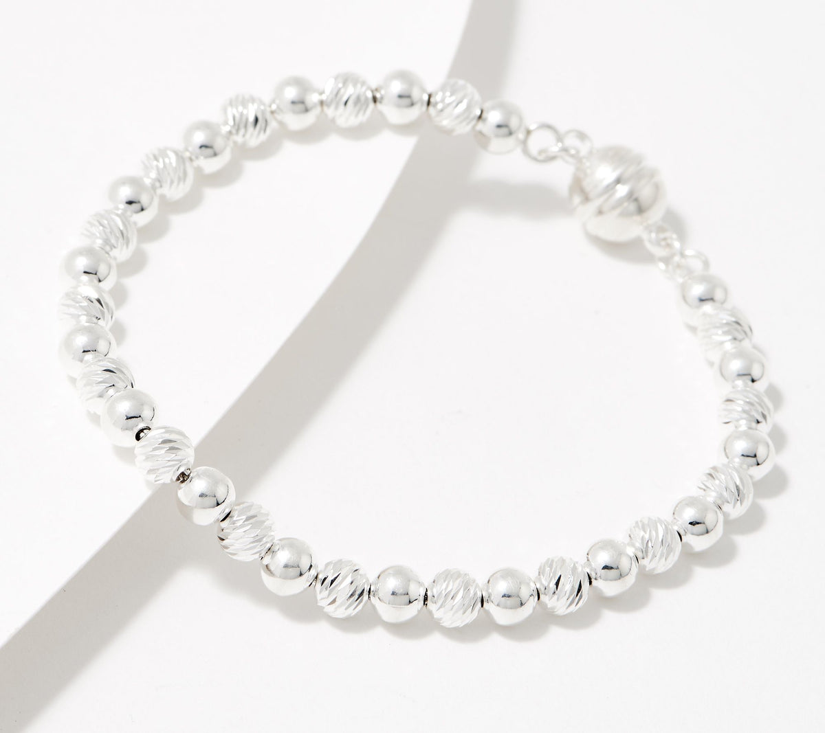 UltraFine 950 Fine Silver Magnetic Beaded Bracelet, 8"