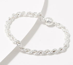 UltraFine 950 Silver Magnetic Rope Bracelet, Average 7-1/4"