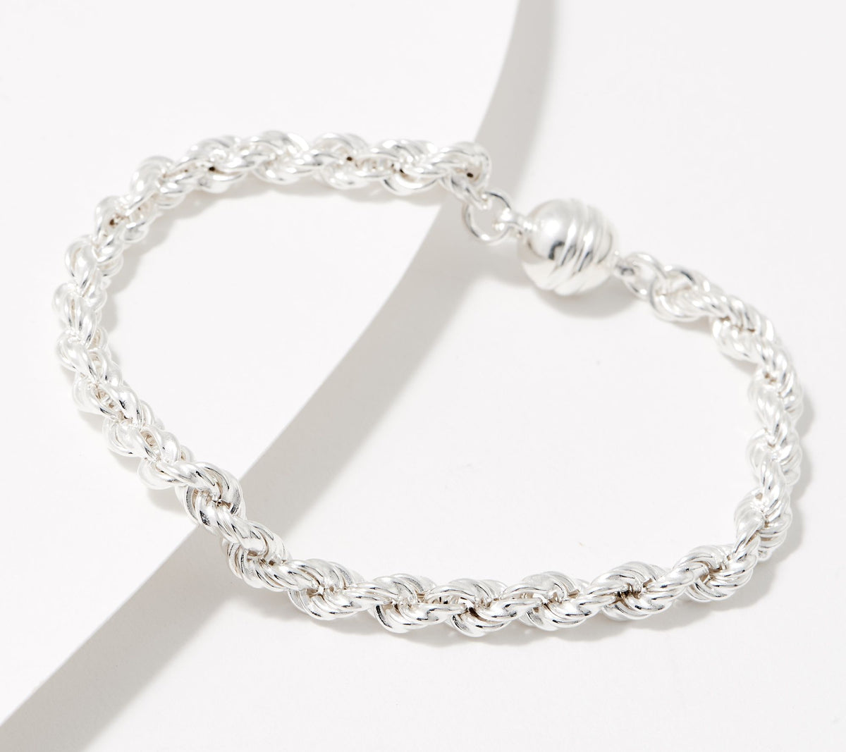 UltraFine 950 Silver Magnetic Rope Bracelet, Average 7-1/4"