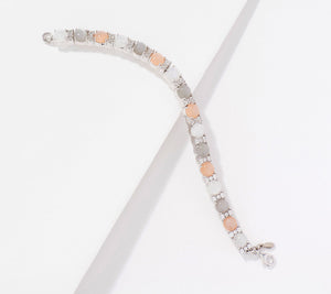 Affinity Gems Moonstone & White Zircon Sterling Silver Tennis Bracelet 7-1/2"L