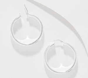 UltraFine Silver Round 1.5" Hoop Earrings Silk Satin