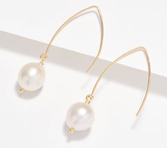 Affinity Cultured Pearls Sterling Silver Gold-Clad Wire Drop Earrings