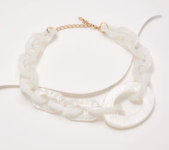 Susan Graver Goldtone White Resin Status Link Necklace 21"