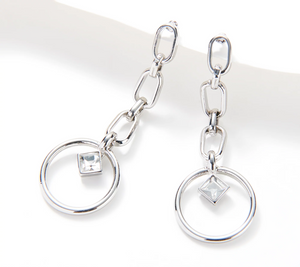 Susan Graver Silvertone Crystal Dangle Earrings