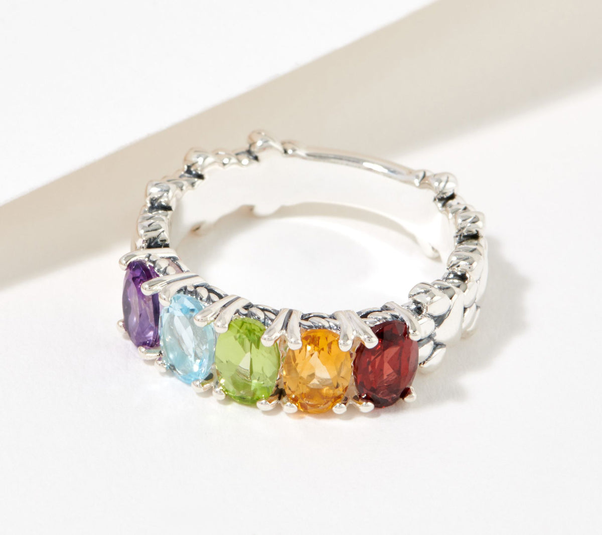 JAI Sterling Silver Rainbow Bridge Paw Ring, Size 5