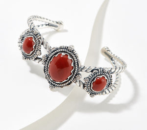 American West Sterling Silver Unique Red Jasper Cuff Bracelet, 6-3/4"