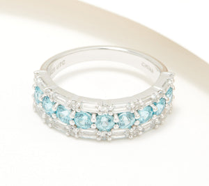 Generation Gems Sterling Silver Exotic Blue Zircon & White Topaz  Band Ring Size 9