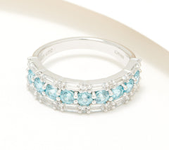 Generation Gems Sterling Silver Exotic Blue Zircon & White Topaz  Band Ring Size 9