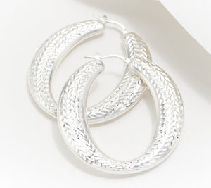 UltraFine Silver Oval 1.75" Hoop Earrings