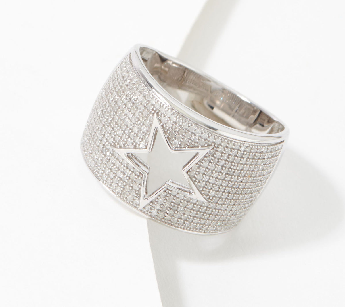 Affinity Diamonds Motif Cigar Band Ring Sterling Silver, Size 6