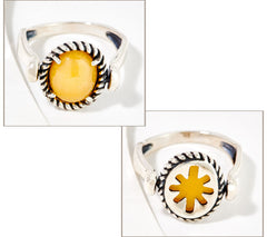 American West Sterling Silver Reversible Yellow Jasper Symbolic Ring Size 5