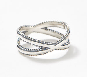 Or Paz Sterling Silver Crossover Oxidized Band Ring Size 8