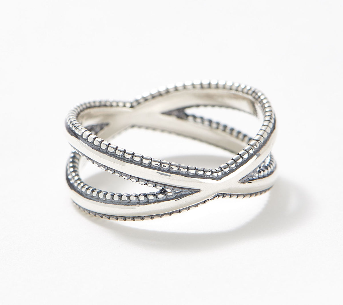 Or Paz Sterling Silver Crossover Oxidized Band Ring Size 8