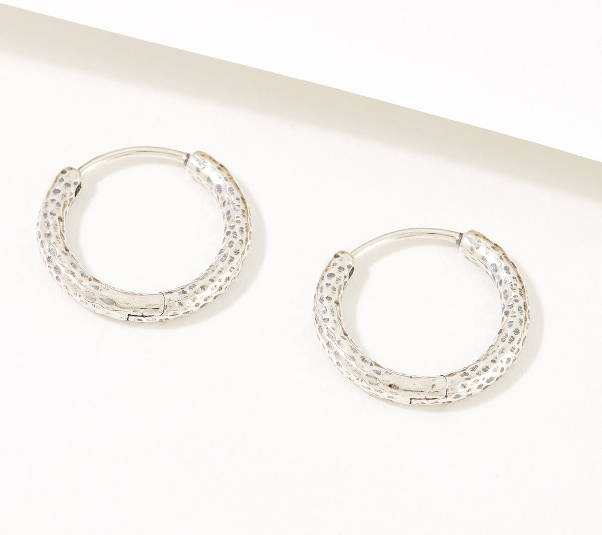 Or Paz Sterling Silver Texture Hammered Huggie Hoops