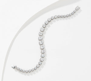 Artisan Crafted Sterling Silver Graduated Tennis Bracelet, 8"